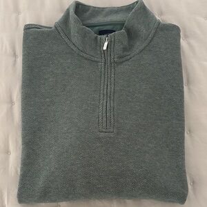Men’s J. Crew Quarter 1/4 Zip Pullover Long Sleeve Top Heather Green Size Large